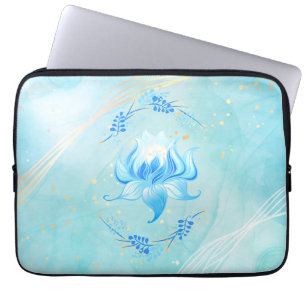 Capa Para Notebook Lótus Teal Tranquilo – Flora Botânica Radiante