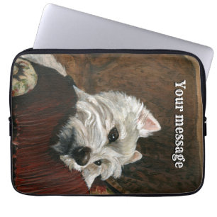 Capa Para Notebook Lounging Westie em Sofa