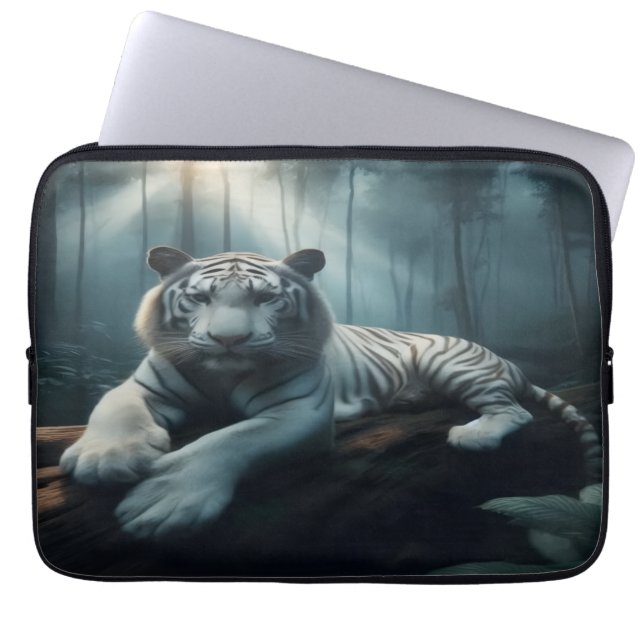 Capa Para Notebook Lounging White Tiger Laptop Sleeve (Frente)