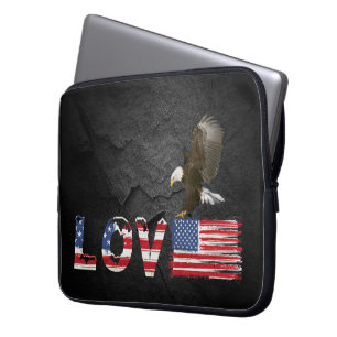 Capa Para Notebook Love American Flag e Eagle
