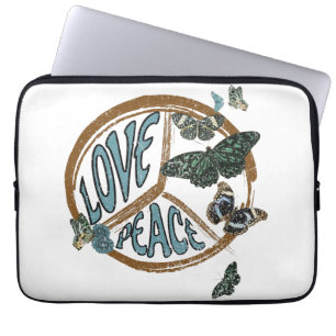 Capa Para Notebook Love Peace Butterflies Vintage Summer Hippie