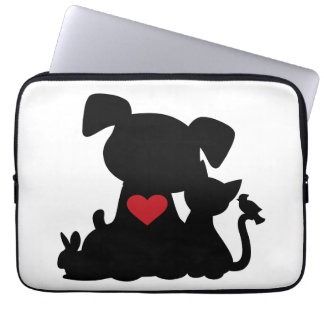 Capa Para Notebook Love Puppy e Kitten Silhouette