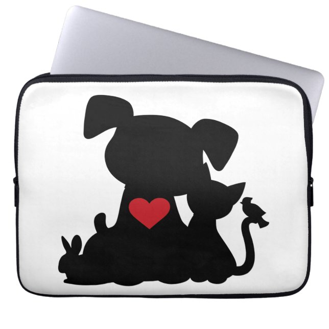 Capa Para Notebook Love Puppy e Kitten Silhouette (Frente)