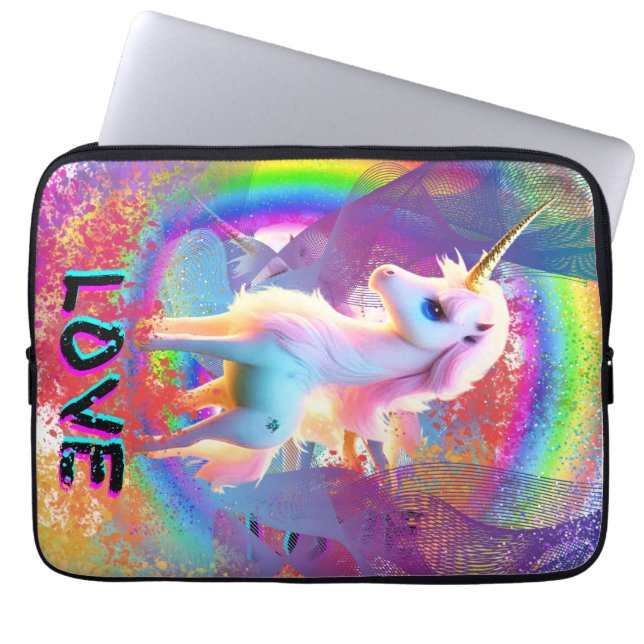 Capa Para Notebook Love Unicorn Rainbow (Frente)