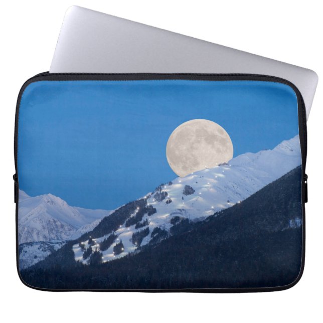 Capa Para Notebook Lua Cheia Sobre o Alyeska Ski Resort, Alasca (Frente)