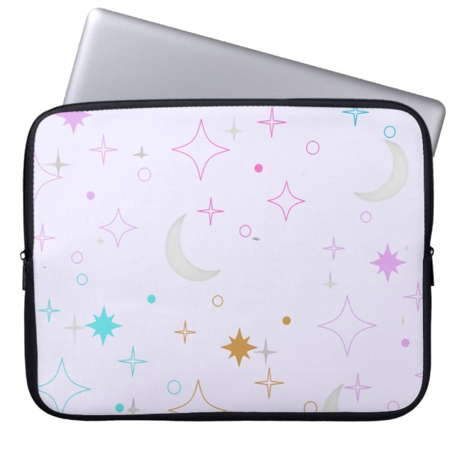 Capa Para Notebook Lua & Estrelas  Minimalista Lavanda (Frente)