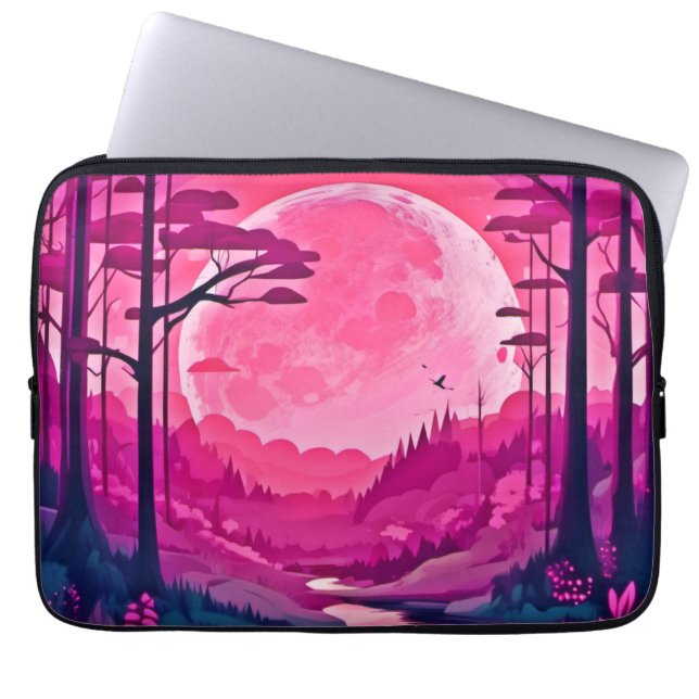 Capa Para Notebook Lua Rosa Encantadora: Arte de Desenho Animado (Frente)