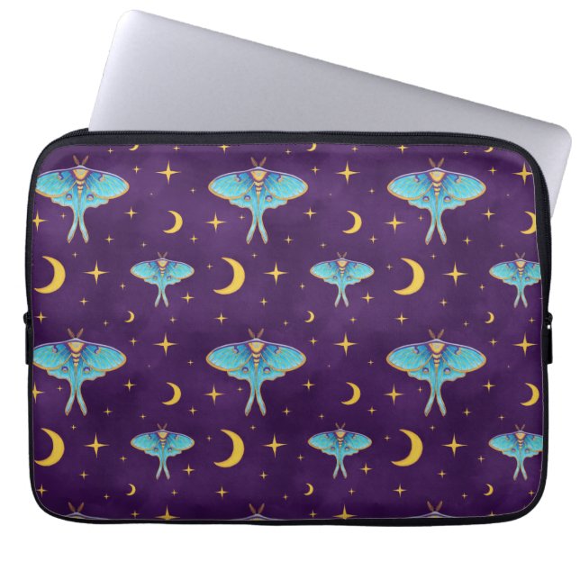 Capa Para Notebook Luna Moth Celestial Moons & Stars Roxo (Frente)