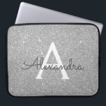 Capa Para Notebook Lúpulo de prata e monograma de brilho<br><div class="desc">Luxo Silver Faux Glitter e Sparkle Elegant Monogramas. Esse caso pode ser personalizado para incluir seu nome inicial e próprio.</div>