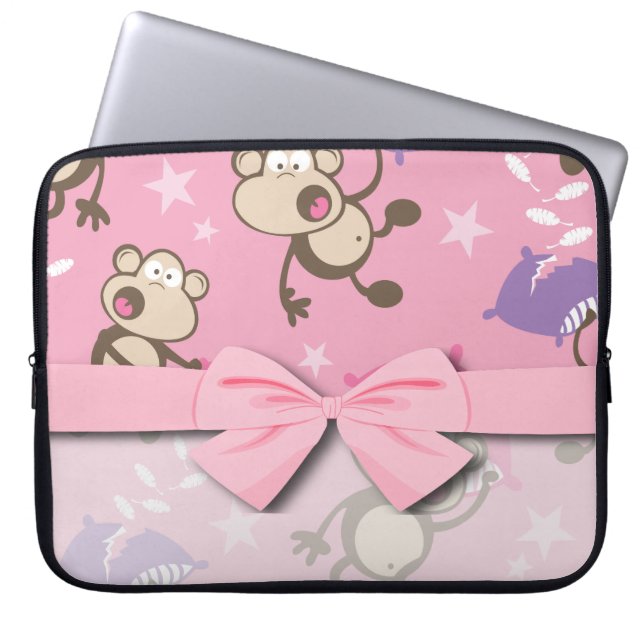 Capa Para Notebook lutadores de travesseiros macacos de desenho anima (Frente)