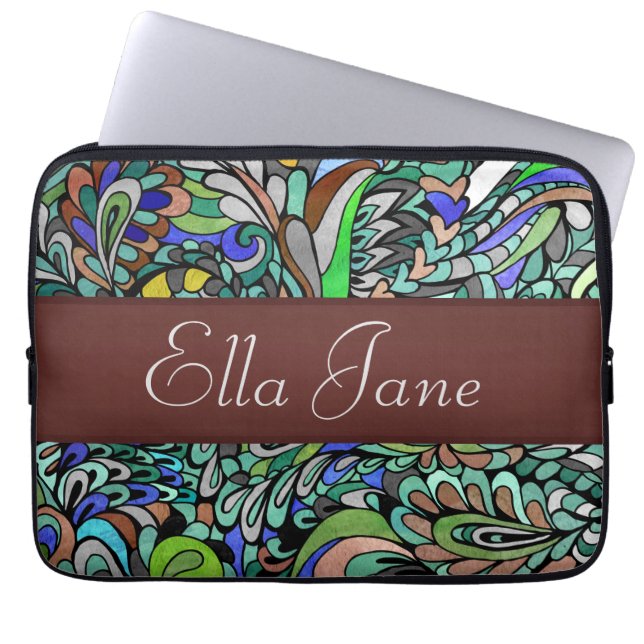 Capa Para Notebook Luva Groovy do computador portátil do pavão do (Frente)