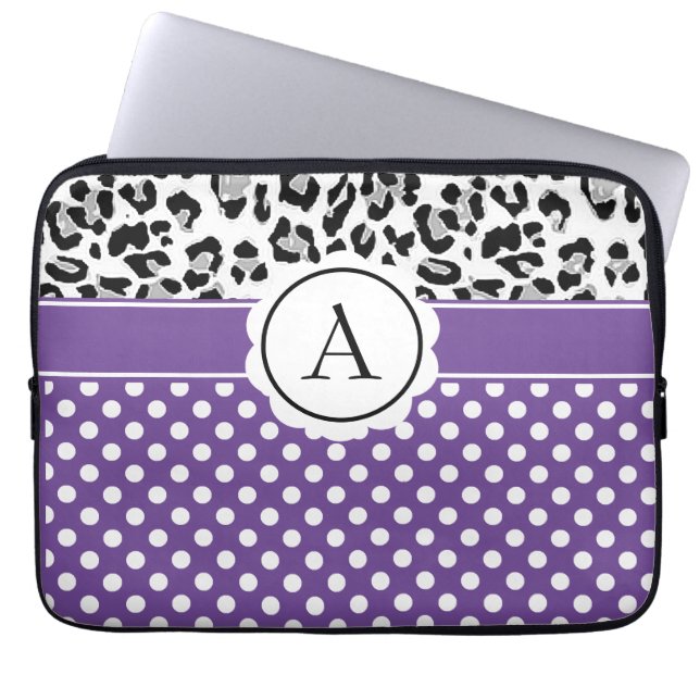 Capa Para Notebook Luvas para laptop com monograma de bolinhas e esta (Frente)