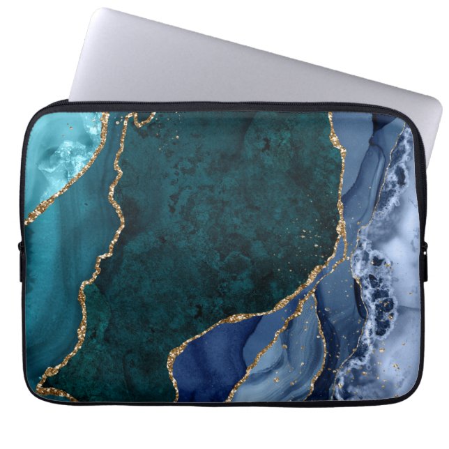 Capa Para Notebook Lux Peacock Agate & Dourado (Frente)