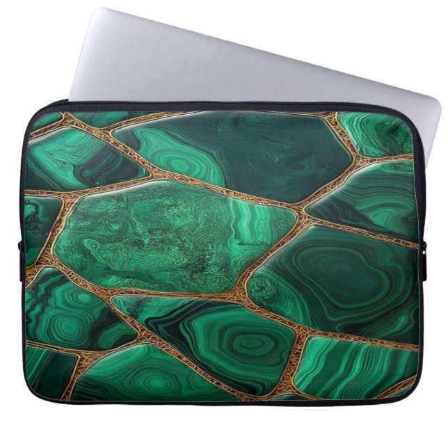 Capa Para Notebook Luxury Emerald Malachite Green Marble Abstract (Frente)