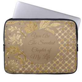 Capa Para Notebook Luxury, Valentine's Day, Gold Flowers, Pixels  Thr