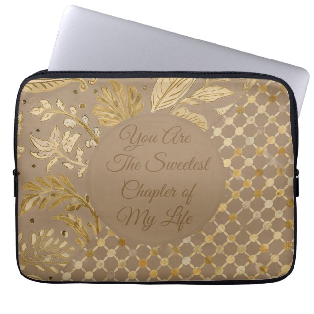 Capa Para Notebook Luxury, Valentine's Day, Gold Flowers, Pixels  Thr (Frente)