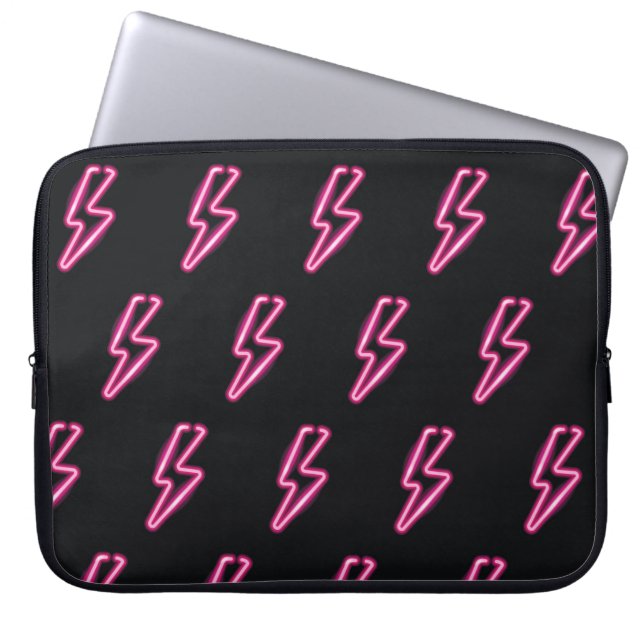 Capa Para Notebook Luz Rosa Neon: Fundo Escuro. (Frente)