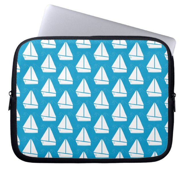 Capa Para Notebook Luz - teste padrão azul do veleiro (Frente)