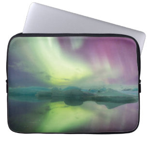 Capa Para Notebook Luzes da Aurora na Lagoa Jokulsarlon, Islândia