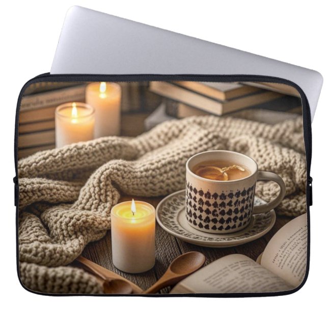 Capa Para Notebook Luzes das velas quentes de Boho Cozy (Frente)