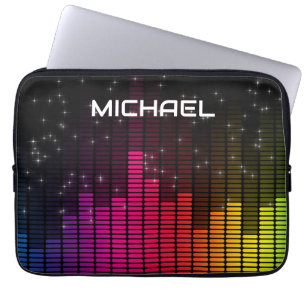 Capa Para Notebook Luzes de Discoteca Equalizador Música Volume Perso