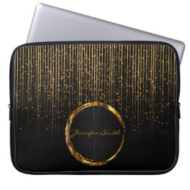 Capa Para Notebook Luzes de estrelas do Ouro elegante com nome DIY