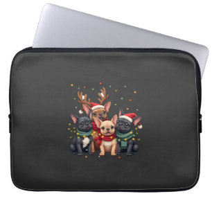 Capa Para Notebook Luzes de Natal Bulldogs Franceses Cachorro Xmas Fr