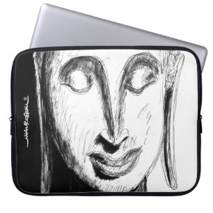 Capa Para Notebook Lying Buddha Wo Pho Bangkok Tailândia B&W