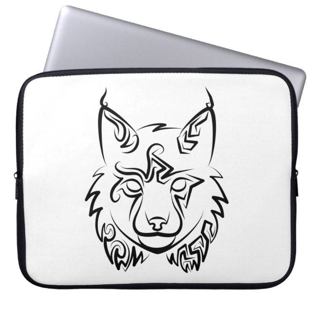 Capa Para Notebook Lynx Tribal Preto e Branco (Frente)