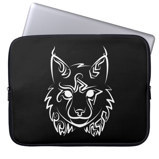 Capa Para Notebook Lynx Tribal Preto e Branco (Frente)