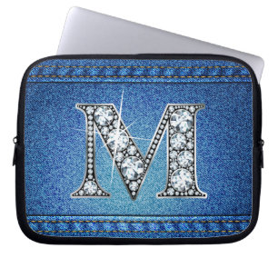 Capa Para Notebook M "Diamond" Denim Stitting Eletrônicos Bag