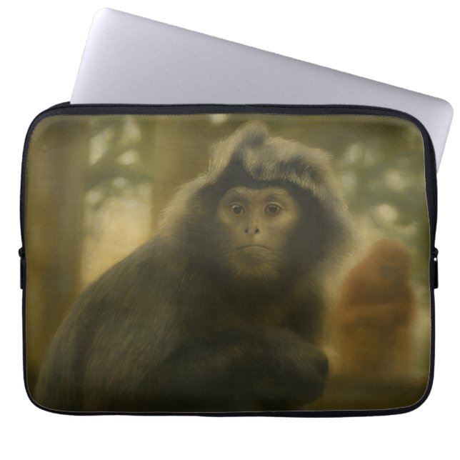 Capa Para Notebook Macaco Contemplativo - Arte Serena Selvagem (Frente)