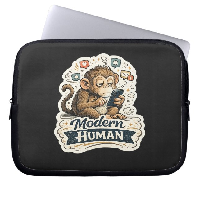 Capa Para Notebook Macaco Engraçado Humano Moderno Smartphone Mídia S (Frente)