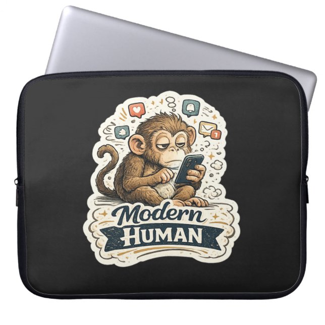 Capa Para Notebook Macaco Engraçado Humano Moderno Smartphone Mídia S (Frente)