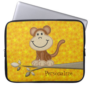 Capa Para Notebook Macaco feliz bonito a bolsa de laptop