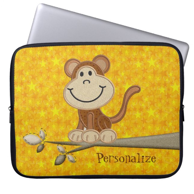 Capa Para Notebook Macaco feliz bonito a bolsa de laptop (Frente)