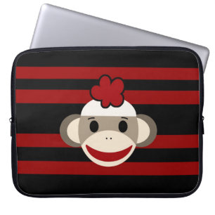 Capa Para Notebook Macaco-macaco-meia-gata-vermelha e preta