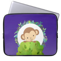 Macaco Safari Cute com Folhas Tropicais