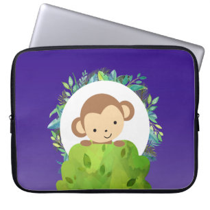 Capa Para Notebook Macaco Safari Cute com Folhas Tropicais