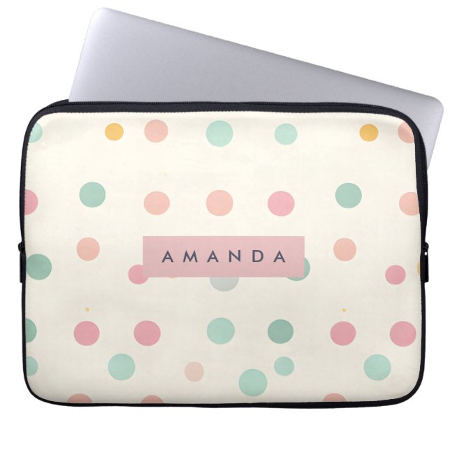 Capa Para Notebook Macaron Pastel Personalizado com Bolinhas (Frente)