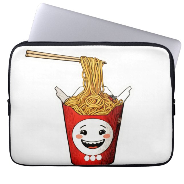 Capa Para Notebook Macarrão sorridente (Frente)