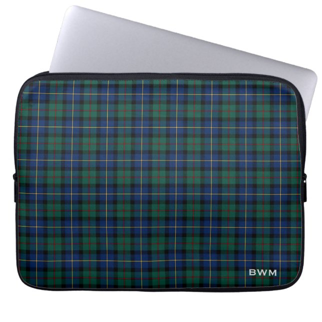 Capa Para Notebook MacLeod de Skye Tartan - Monograma da Xadrez escoc (Frente)