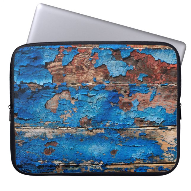 Capa Para Notebook Madeira azul de fundo de textura (Frente)