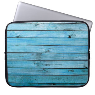 Capa Para Notebook Madeira azul natural, fundo texturizado.