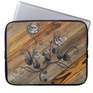 Capa Para Notebook Madeira e rosas