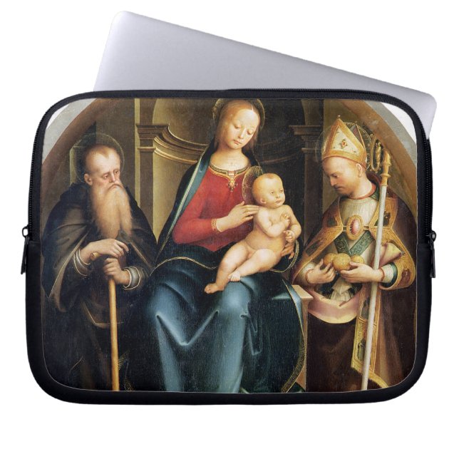 Capa Para Notebook Madonna e criança com abade de St Anthony e St. N (Frente)