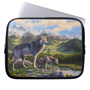 Capa Para Notebook Madre Wolf e Pups Vale do Rio Montanha