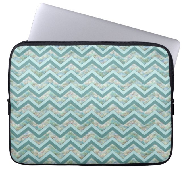 Capa Para Notebook Mãe de Pérola Teal ZigZag (Frente)