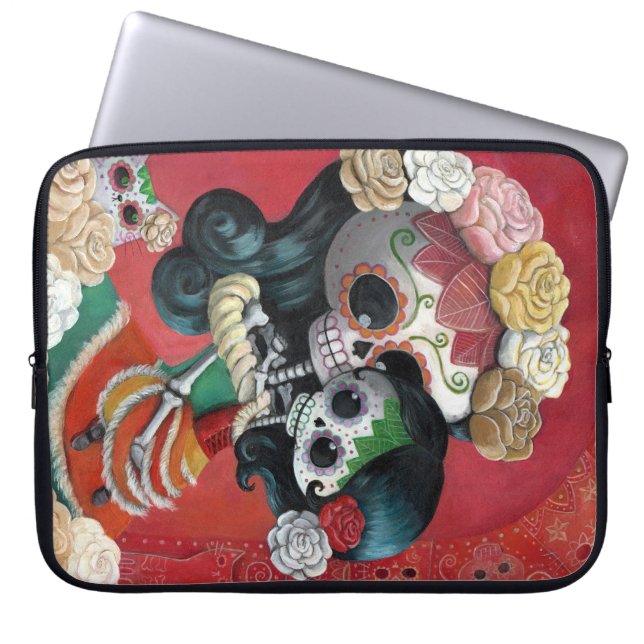 Capa Para Notebook Mãe e filha de Diâmetro de Los Muertos Esqueleto (Frente)