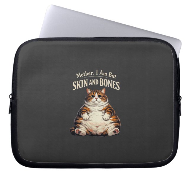 Capa Para Notebook Mãe, Eu Sou Apenas Pele e Ossos – Gato Gordinho En (Frente)